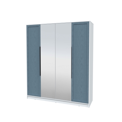 Шкаф распашной Тренд КТ-Ш4 (з) (Белый платинум ЛДСП/ Дуб лазурный ЛМДФ) Ш1800 В2128 Г547